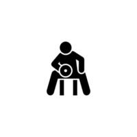 hombre gimnasio pesa peso con flecha pictograma vector icono