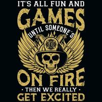 Firefighter graphics tshirt design vector