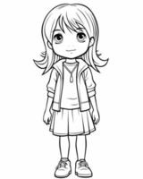 Young Girl Coloring Page vector