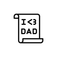 Letter, I love DAD vector icon