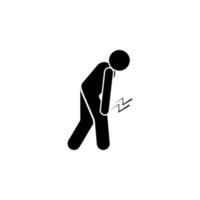 Stick figure, pain, leg vector icon