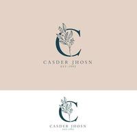 C letter Floral Logo. Letter logo Signature logo vector