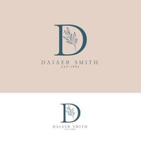 D letter Floral Logo. Letter logo Signature logo vector