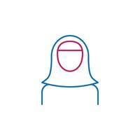 islam, hijab 2 de colores línea vector icono