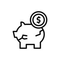 piggy bank dollar coin vector icon