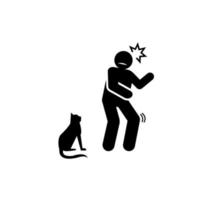 gato, hombre, asustado, superstición vector icono