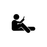 Man sitting, use phone vector icon