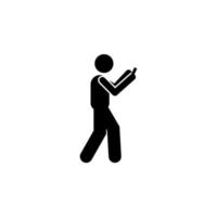 Man, walking, use phone vector icon