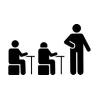 Teacher listen to lesson students pictogram vector icon