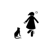 Woman, cat, scared vector icon