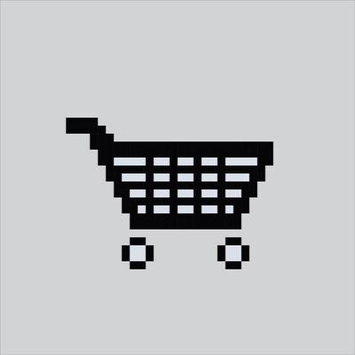 Pixel art illustration cart market. Pixelated cart. cart shop basket icon pixelated for the pixel art game and icon for website and video game. old school retro.
