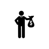 Businessman money sack rich vector icon