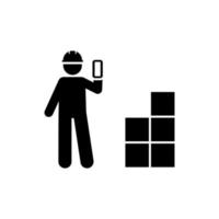 Man, worker, phone, box vector icon