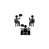 Trainer sitting discussion vector icon