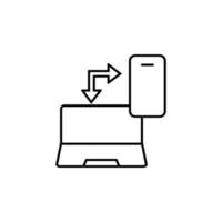 Computer laptop mobile sync vector icon