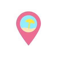 Location pin, beach vector icon