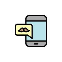 Smartphone, chat bubble, mustache vector icon