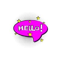 pop art HELLO bobble color vector icon