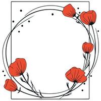 frame with red poppy flowers vector