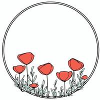 frame with red poppy flowers vector