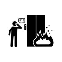 Man call about fire in elevator vector icon