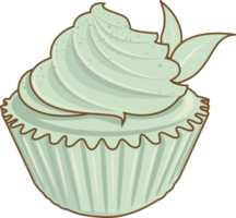 Bolinho personagem fofa desenho animado kawaii estilo, doce bolo isolado em branco fundo ilustração png