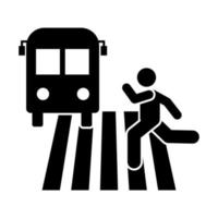 Man bus way running pictogram vector icon