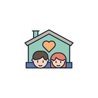 familia con amor en casa dibujos animados vector icono