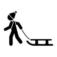 Child with sled vector icon