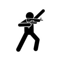 Gun shoot man vector icon