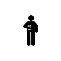 Man, standing , use phone vector icon