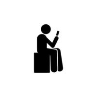 Man, sit down, use phone vector icon