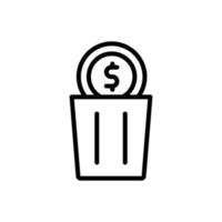 trash can coin dollar vector icon