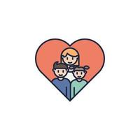 familia en corazón dibujos animados vector icono