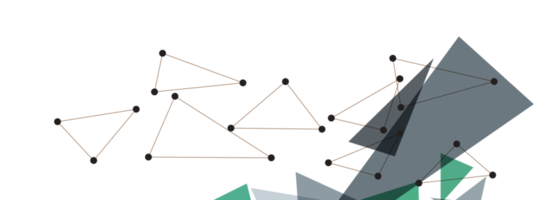 faible poly, polygonal technologique éléments sur une transparent arrière-plan, polygonal réseau système relier lignes et coloré Triangle Contexte modèle. png