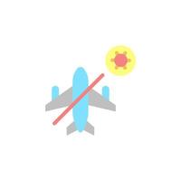 No flight, plane, coronavirus vector icon
