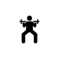 hombre gimnasio barra con pesas levantar con flecha pictograma vector icono