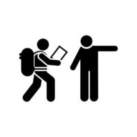 Mans asking direction backpacker vector icon