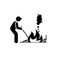 Burn, fire, grass, weed vector icon