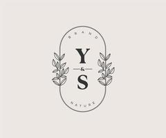 initial YS letters Beautiful floral feminine editable premade monoline logo suitable for spa salon skin hair beauty boutique and cosmetic company. vector