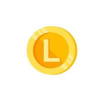 L, letter, coin color vector icon
