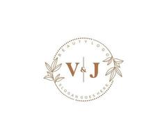 initial VJ letters Beautiful floral feminine editable premade monoline logo suitable for spa salon skin hair beauty boutique and cosmetic company. vector