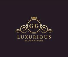 Initial GG Letter Royal Luxury Logo template in vector art for Restaurant, Royalty, Boutique, Cafe, Hotel, Heraldic, Jewelry, Fashion and other vector illustration.