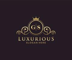 Initial GS Letter Royal Luxury Logo template in vector art for Restaurant, Royalty, Boutique, Cafe, Hotel, Heraldic, Jewelry, Fashion and other vector illustration.