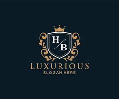 Initial HB Letter Royal Luxury Logo template in vector art for Restaurant, Royalty, Boutique, Cafe, Hotel, Heraldic, Jewelry, Fashion and other vector illustration.