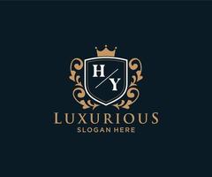 Initial HY Letter Royal Luxury Logo template in vector art for Restaurant, Royalty, Boutique, Cafe, Hotel, Heraldic, Jewelry, Fashion and other vector illustration.