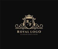 Initial RF Letter Luxurious Brand Logo Template, for Restaurant, Royalty, Boutique, Cafe, Hotel, Heraldic, Jewelry, Fashion and other vector illustration.