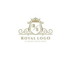 Initial RS Letter Luxurious Brand Logo Template, for Restaurant, Royalty, Boutique, Cafe, Hotel, Heraldic, Jewelry, Fashion and other vector illustration.