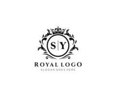 Initial SY Letter Luxurious Brand Logo Template, for Restaurant, Royalty, Boutique, Cafe, Hotel, Heraldic, Jewelry, Fashion and other vector illustration.