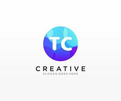 TC initial logo With Colorful Circle template vector. vector